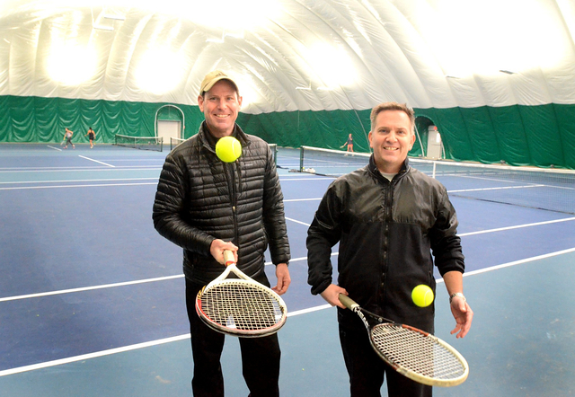 Chris Dobson, left, and Bryan DeVergilio, co-owners of the Wessen Indoor Tennis Club in Pontiac. Thursday, March 26, 2015. Tim Thompson-The Oakland Press